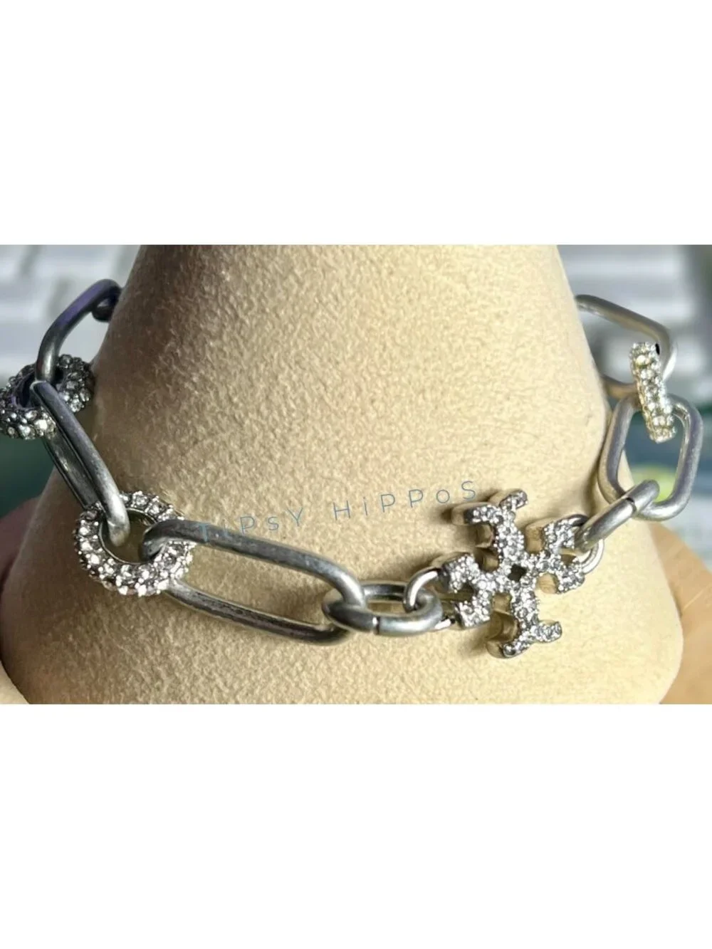 NEW!! Beautiful Tory Burch Silver and Crystal Pave Roxanne Bracelet